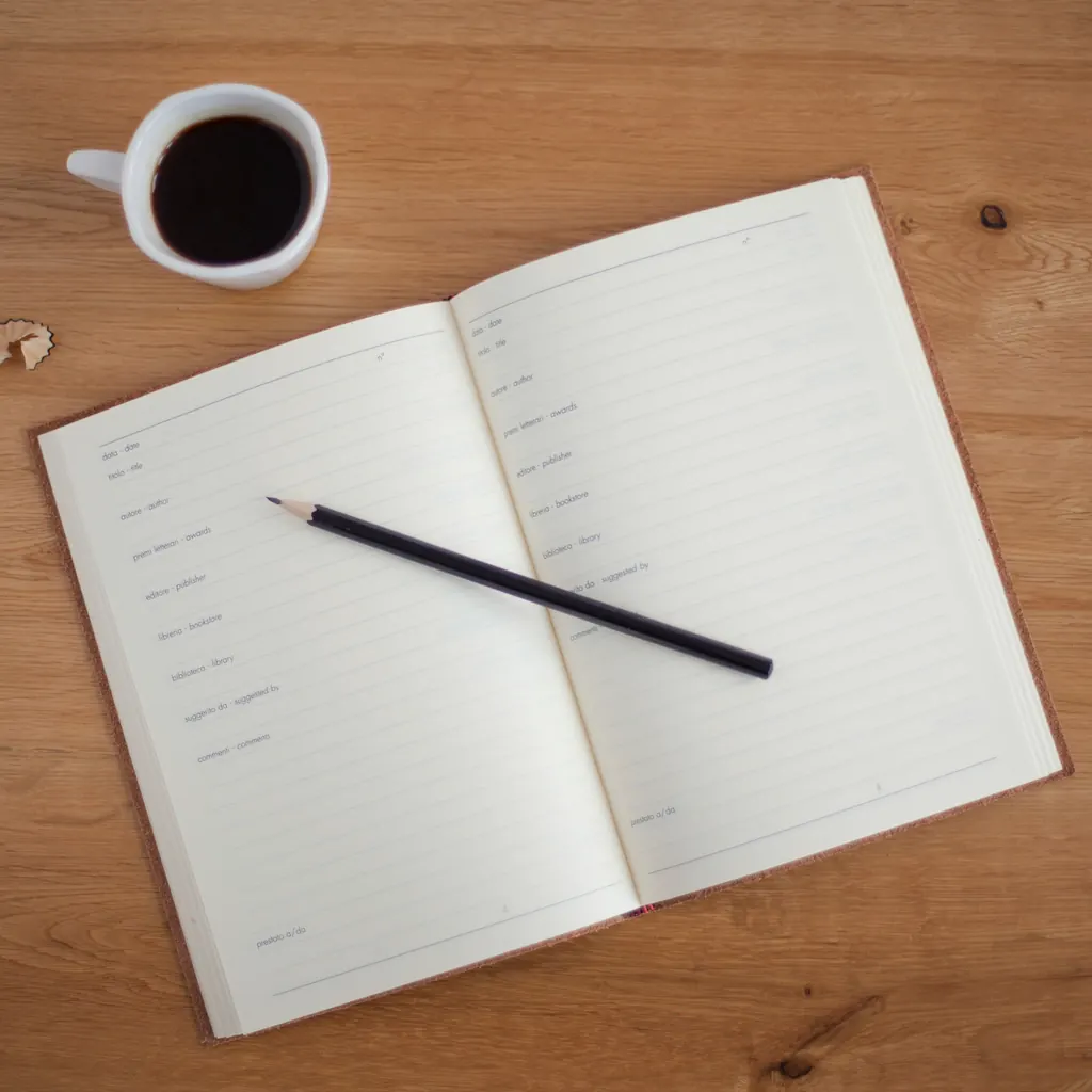Cuaderno abierto y lápiz