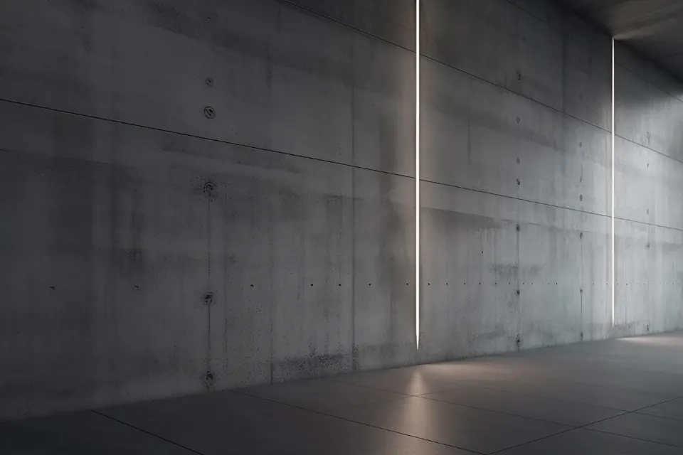 Ingang van een loods met een verlicht bord