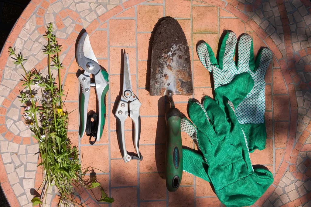 Hovenier die klinkers legt in een achtertuin