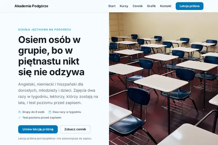 Zrzut ekranu strony Akademia Podgórze