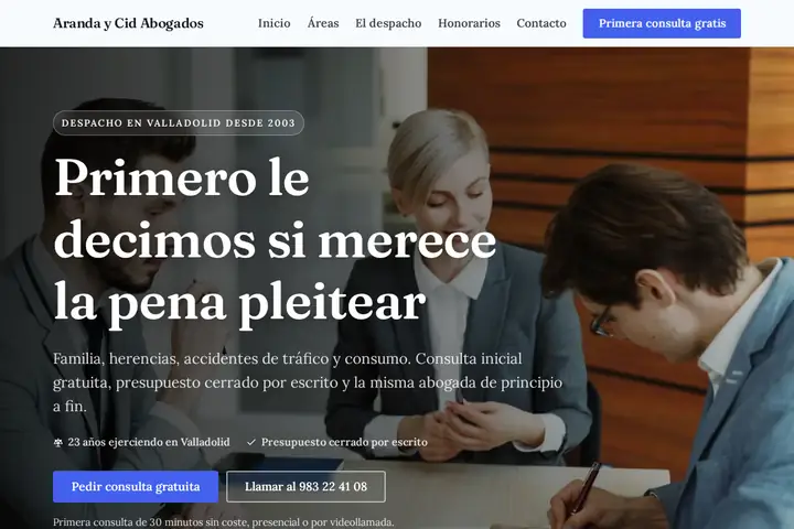 Captura de Aranda y Cid Abogados