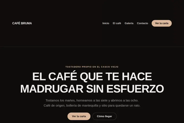 Screenshot of Café Bruma