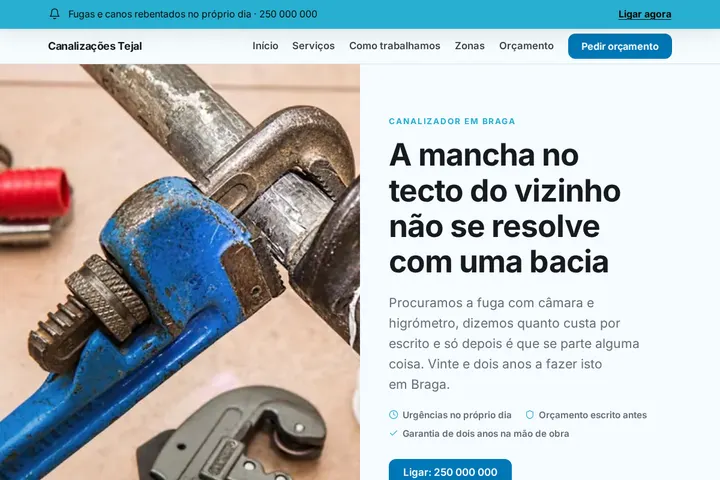 Captura de ecrã de Canalizações Tejal