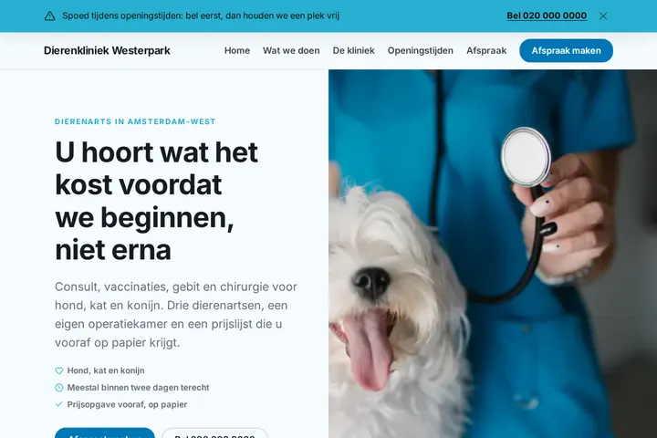 Schermafbeelding van Dierenkliniek Westerpark