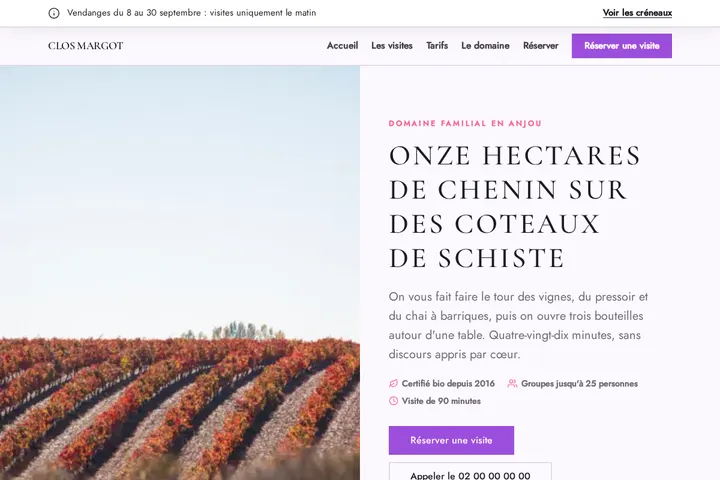Capture d'écran de Domaine du Clos Margot