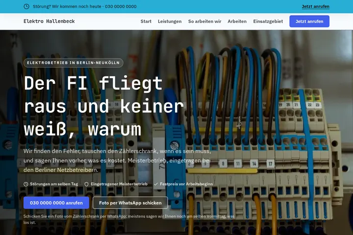 Screenshot von Elektro Hallenbeck