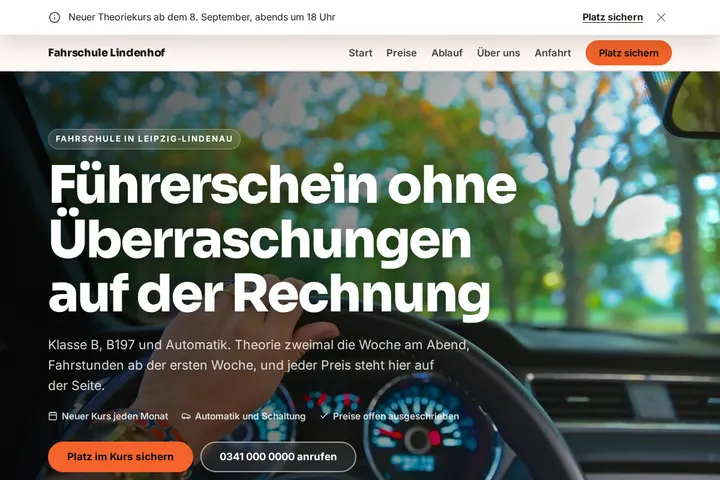 Screenshot von Fahrschule Lindenhof