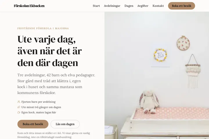 Skärmbild av Förskolan Ekbacken