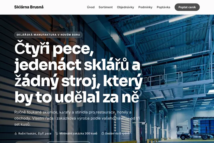 Snímek webu Sklárna Brusná
