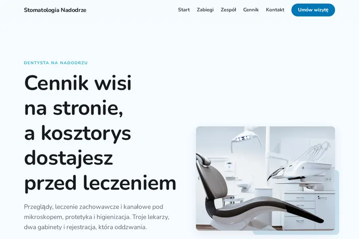 Zrzut ekranu strony Stomatologia Nadodrze